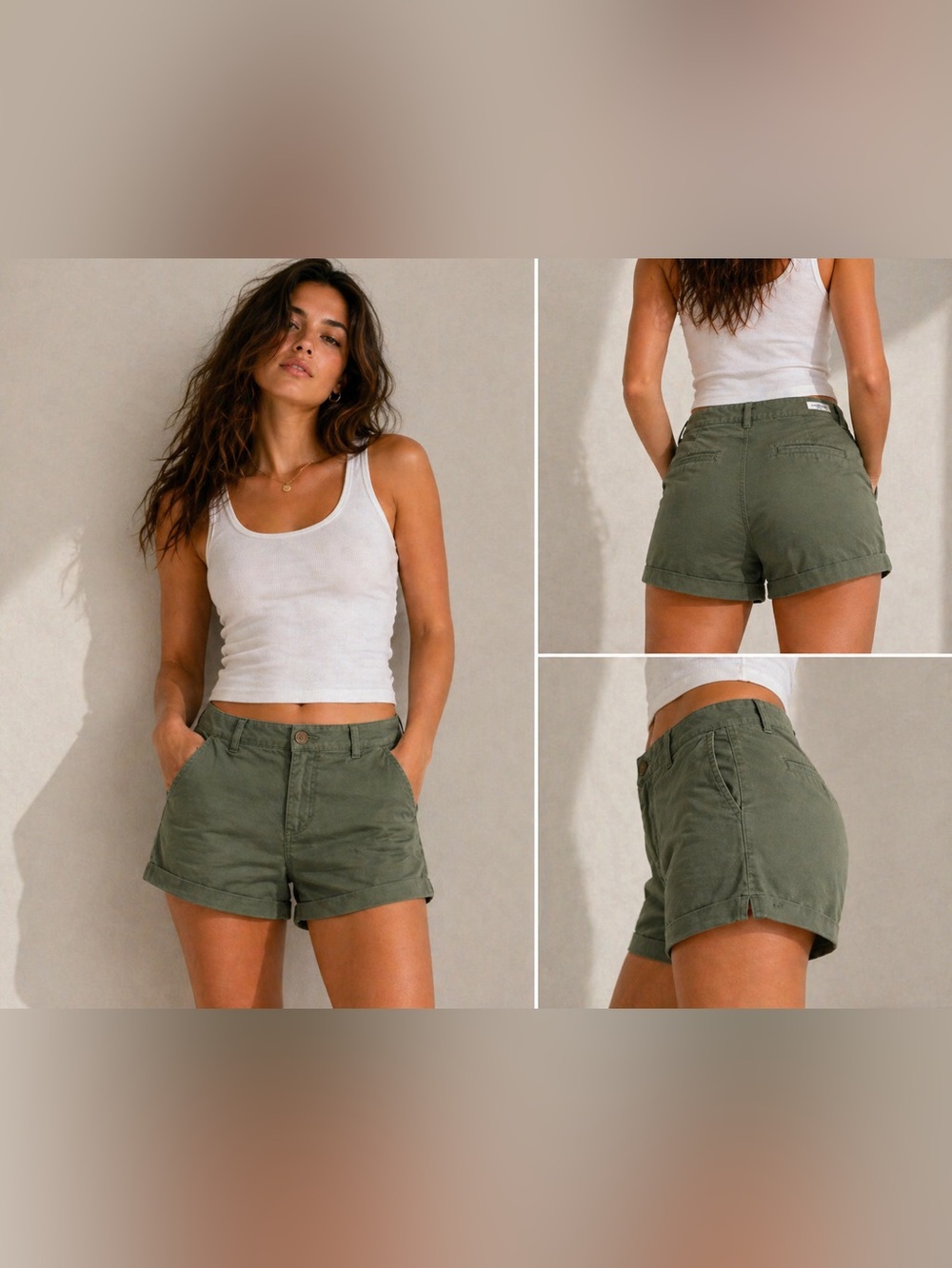 Old Navy Everyday Shorts Women's Size 14 Olive Green Casual Classic